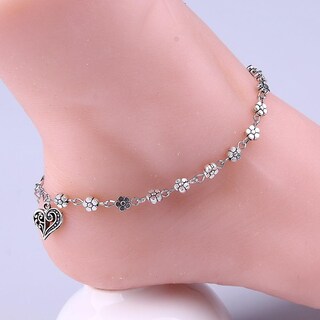 Foto 3 | Foto 3 | Pulsera Tobillera Para Mujer Cadena De Cuentas Plateadas Con Diamantes De Imitación - Venta Internacional.