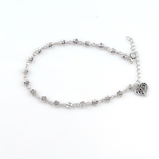 Foto 4 | Foto 4 | Pulsera Tobillera Para Mujer Cadena De Cuentas Plateadas Con Diamantes De Imitación - Venta Internacional.