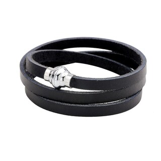 Foto 2 | Foto 2 | Pulsera Huoguo De Cuero Negro Con Múltiples Vueltas Para Hombre - Venta Internacional.