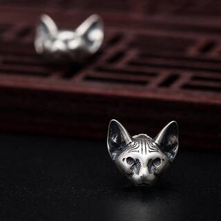 Foto 2 | Foto 2 | Pendientes Huoguo Chapados En Plata Con Diseño De Gato Retro Creativo Para Mujer - Venta Internacional.