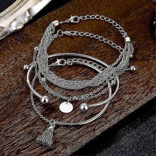 Foto 3 | Foto 3 | Conjunto De Pulseras Huoguo Vintage Con Borlas Multicapa Redondas Para Mujer - Venta Internacional.