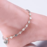 Pulsera Tobillera Para Mujer Cadena De Cuentas Plateadas Con Diamantes De Imitación - Venta Internacional.