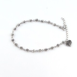 Foto 4 | Foto 4 | Pulsera Tobillera Para Mujer Cadena De Cuentas Plateadas Con Diamantes De Imitación - Venta Internacional.
