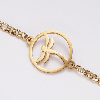 Foto 3 | Foto 3 | Pulsera Huoguo Dragonfly Redonda Hueca De Acero Inoxidable Para Mujer - Venta Internacional.