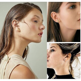 Foto 5 | Foto 5 | Pendientes Huoguo Con Inicial De La Letra W De Acero Inoxidable 3 Pares - Venta Internacional.