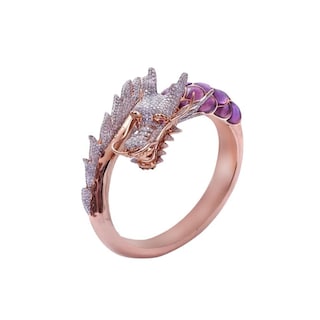 Foto 1 | Foto 1 | Anillo Huoguo Dragon Head En Oro Rosa Con Piedras Preciosas Para Mujer/hombre - Venta Internacional.