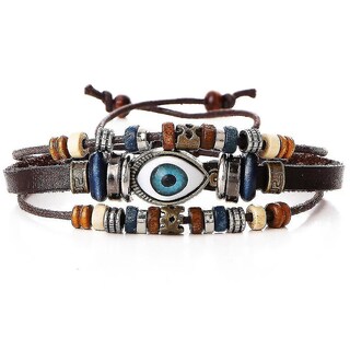 Foto 1 | Foto 1 | Pulsera Huoguo De Piel Étnica Para Ojos Multicapa Ajustable - Venta Internacional.