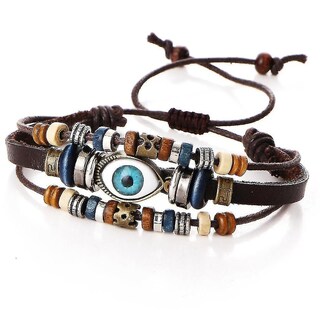 Foto 2 | Foto 2 | Pulsera Huoguo De Piel Étnica Para Ojos Multicapa Ajustable - Venta Internacional.