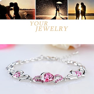 Foto 4 | Foto 4 | Pulsera Huoguo Heart Con Cristales Austriacos De Acero Inoxidable - Venta Internacional.