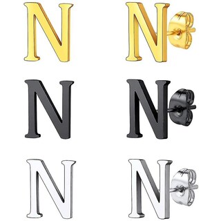Foto 1 | Foto 1 | Pendientes Huoguo Con Inicial De La Letra N De Acero Inoxidable 3 Pares - Venta Internacional.