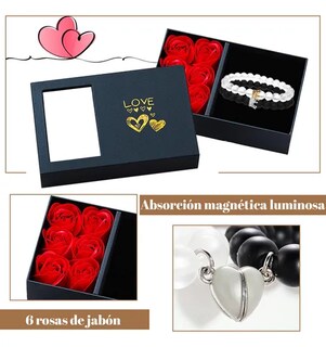 Foto 4 | Foto 4 | 2pzs Pulsera Xtellar De Parejas Imán Con Rosa Eterna Caja Regalo