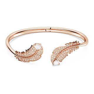 Foto 1 | Foto 1 | Pulsera Swarovski Nice Pluma Blanco Baño Tono Oro Rosa 5663478 Baño De Oro Rosa 14k Joyería De Lujo Para Mujer