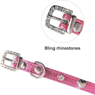 Foto 1 | Foto 1 | Collar De Piel Sintética Huoguo Con Diamantes De Imitación Para Gato Azul, Talla S - Venta Internacional.