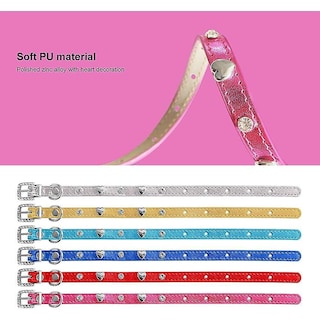 Foto 3 | Foto 3 | Collar De Piel Sintética Huoguo Con Diamantes De Imitación Para Gato Azul, Talla S - Venta Internacional.