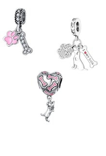 Foto 1 | Foto 1 | Kit De 3 Charms De Mascotas Para Pulsera O Dijes, Perro Con Corazón, Hueso Con Patita Rosa, I Love My Dog Plateados, Aleación