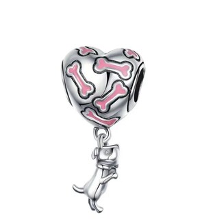 Foto 2 | Foto 2 | Kit De 3 Charms De Mascotas Para Pulsera O Dijes, Perro Con Corazón, Hueso Con Patita Rosa, I Love My Dog Plateados, Aleación