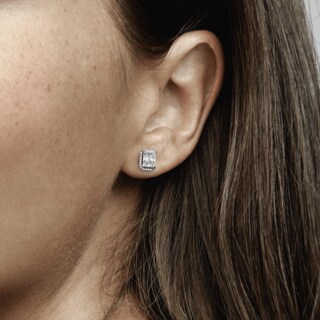 Foto 3 | Foto 3 | Pendientes Pandora De Botón Halo Brillante Rectangular 292380c01 Joyería De Lujo Para Mujer Ideal Para Regalo Elegante