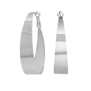 Foto 2 | Foto 2 | Pendientes Guess Ovalados Grandes Plateados con Purpurina 40 mm - Venta Internacional