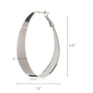 Foto 3 | Foto 3 | Pendientes Guess Ovalados Grandes Plateados con Purpurina 40 mm - Venta Internacional