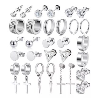 Foto 1 | Foto 1 | 15 Pares Aretes Piercing Pendientes Acero Inoxidable Plata