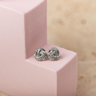 Foto 3 | Foto 3 | Pendientes Pavoi De Plata De Ley Love Knot En Oro Blanco De 14 Quilates - Venta Internacional.