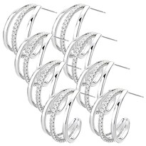 Pendientes De Aro En Forma C Ventdepot Mxrgg-004 4 Piezas Plata