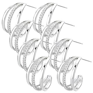 Foto 1 | Foto 1 | Pendientes De Aro En Forma C Ventdepot Mxrgg-004 4 Piezas Plata