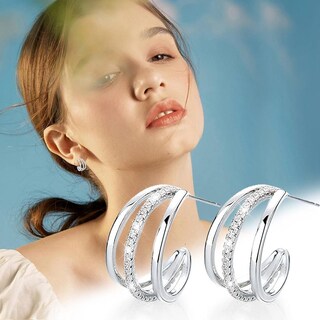 Foto 3 | Foto 3 | Pendientes De Aro En Forma C Ventdepot Mxrgg-004 4 Piezas Plata