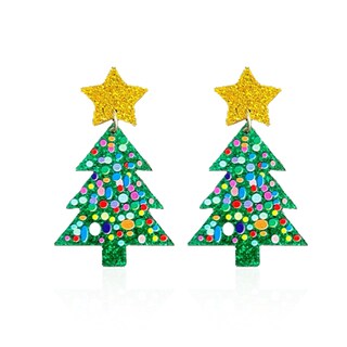 Foto 1 | Foto 1 | Pendientes Acrílicos Con Forma De Árbol De Navidad Para Mujer - Venta Internacional.