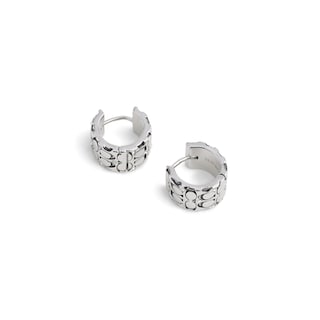 Foto 2 | Foto 2 | Pendientes Coach Signature Acolchados Huggie Crystal/rhodium Para Mujer - Venta Internacional.