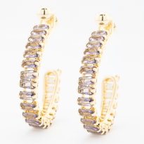 Arete Largo En Forma Ovalada En Tono Morado The Golden Store Chapa De Oro 18k