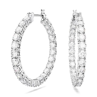 Foto 1 | Foto 1 | Pendientes Swarovski Matrix Hoop Con Cristales Redondos Blancos - Venta Internacional.
