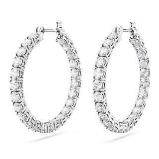 Foto 3 | Foto 3 | Pendientes Swarovski Matrix Hoop Con Cristales Redondos Blancos - Venta Internacional.