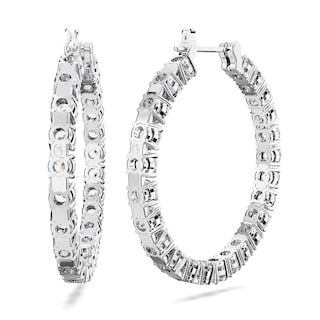 Foto 4 | Foto 4 | Pendientes Swarovski Matrix Hoop Con Cristales Redondos Blancos - Venta Internacional.