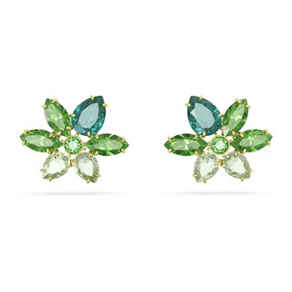 Foto 1 | Foto 1 | Pendientes De Cristal Verde Con Forma De Flor Perforada Con Forma De Gema De Swarovski - Venta Internacional.