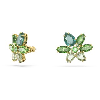Foto 2 | Foto 2 | Pendientes De Cristal Verde Con Forma De Flor Perforada Con Forma De Gema De Swarovski - Venta Internacional.