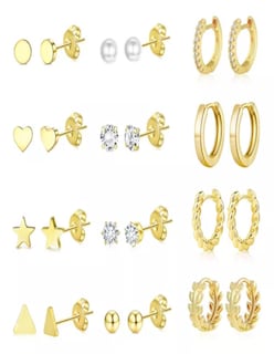 Foto 2 | Foto 2 | 12 Aretes De Laminado Oro 14k + Termo De Agua Güish