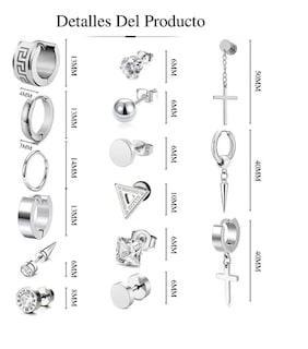 Foto 2 | Foto 2 | 15 Xtellar Pares Aretes Hombre Piercing Pendientes Acero Inoxidable