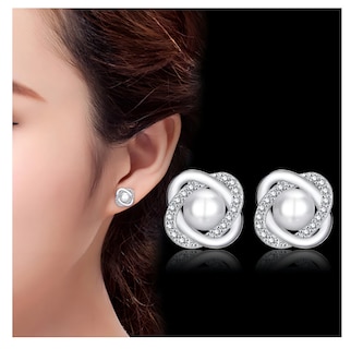 Foto 3 | Foto 3 | Aretes De Perla Plata 925 Mujer Circonita