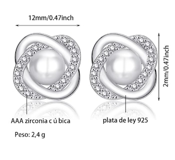 Foto 4 | Foto 4 | Aretes De Perla Plata 925 Mujer Circonita