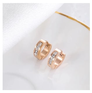 Foto 5 | Foto 5 | Aretes Para Mujer Huggies Tender Dorada Pendientes De Aro Chapada En Oro De 18k Con Diamante De Zirconia Cúbica