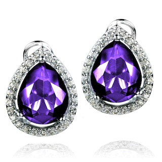 Foto 1 | Foto 1 | Pendientes Elya De Plata De Ley, Amatista, Violeta, Circonita Talla Pera - Venta Internacional.