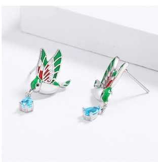 Foto 4 | Foto 4 | Aretes De Colibrí Tipo Broquel Chapado En Plata Ley 925 Con Cristal Zirconia