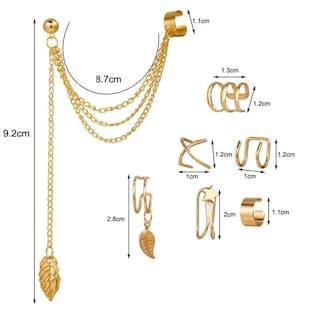 Foto 5 | Foto 5 | Aretes Largos 7 Clips De Oreja Lab.g Dorado