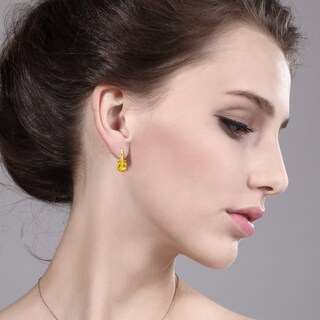 Foto 3 | Foto 3 | Pendientes Gem Stone King Plata Citrina Bañada En Oro Amarillo De 18 Quilates - Venta Internacional.