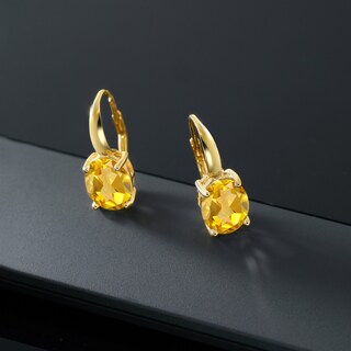 Foto 5 | Foto 5 | Pendientes Gem Stone King Plata Citrina Bañada En Oro Amarillo De 18 Quilates - Venta Internacional.