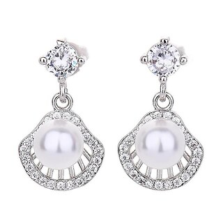 Foto 2 | Foto 2 | Pendientes Huoguo Shell Haoshi Pearl De Plata 925 Para Mujer - Venta Internacional.