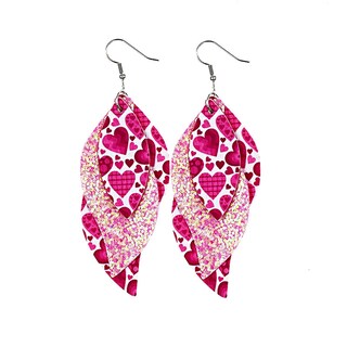 Foto 1 | Foto 1 | Pendientes Huoguo De Piel Sintética Con Estampado En Forma De S Para El Día De San Valentín - Venta Internacional.