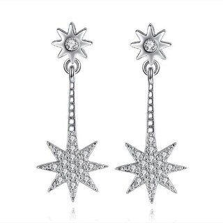 Foto 1 | Foto 1 | Pendientes Huoguo Chapados En Plata Con Forma De Ocho Estrellas Para Hombre Y Mujer (2 Unidades) - Venta Internacional.