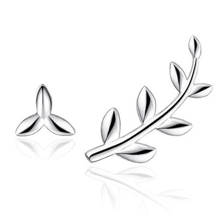 Foto 1 | Foto 1 | Set De Pendientes Huoguo Chapados En Plata Con Hojas De Árbol De Primavera Para Mujer - Venta Internacional.